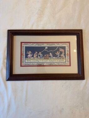 Vintage! Framed Scissor Art Patriotic, in Dark Wood Frame
